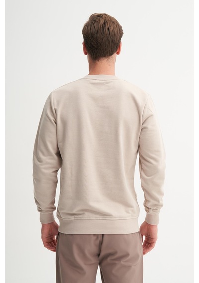 Cazador 54185 Erkek Bisiklet Yaka Sweatshirt Bej
