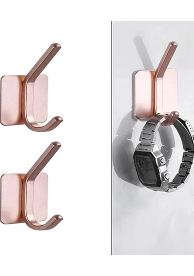 Yapışkanlı Metal Banyo Mutfak Eşya Havlu Vb. Ürün Askılığı Siyah -al4618 2 Adet Siyah Çok Renkli