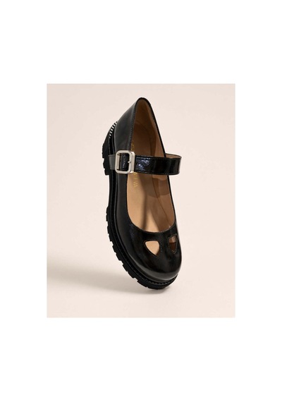 37brandshoes Siyah Rugan Platform Mary Jane Siyah Siyah