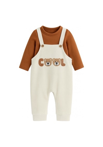 Veramoni Bebek Tulum Ve Tişört Takımı Uzun Kollu Cool Desenli Tarçın