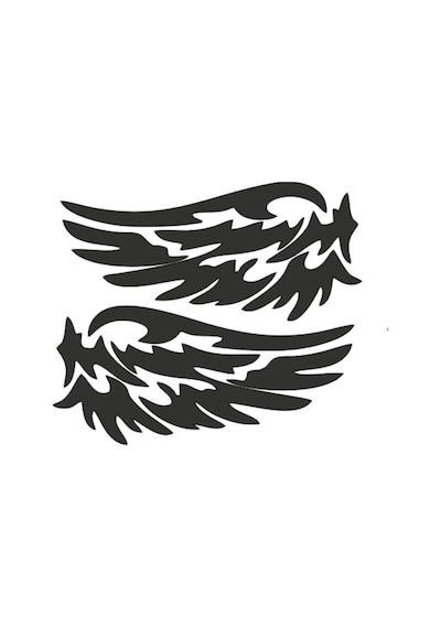 2 Adet Araba Motorsiklet Leptop Kask Kanat Sticker Reflektörlü Ve Düz Renkler Piano Black 1