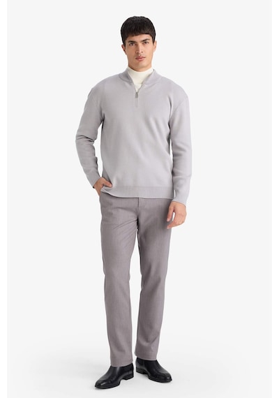 Defacto Standart Fit Fermuarlı Dik Yaka Triko Kazak G5283ax25wngr184 Gri-gr184