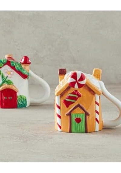 Home Dolomite Yılbaşı Kupa 200 Ml Renkli Açık Ahşap
