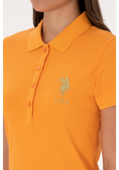 U.S. Polo Assn. Kadın Turuncu Polo Yaka Mini Boy Örme Elbise 50297457-VR051