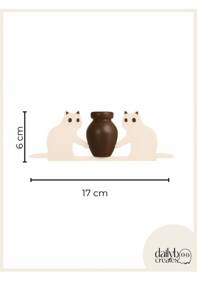 Kedi Bıyığı Toplayıcı Magnet-vazolu Buzdolabı Süs-2 Kedili Bıyık Biriktirme Magnet Bej