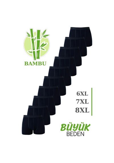 Astrid T Delux Serisi Rahat Kıyafet Yumuşak Erkek Bambu Büyük Beden Boxer Lacivert 10'lu Paket