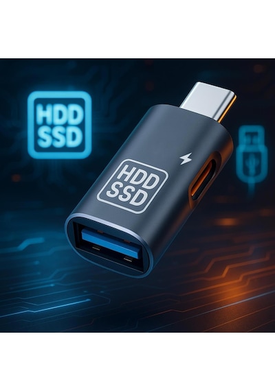 Ga89 Type-c To Şarj + Otg 3.0 2in1 Adaptör Telefona Harddisk Bağla Alüminyum Kasa
