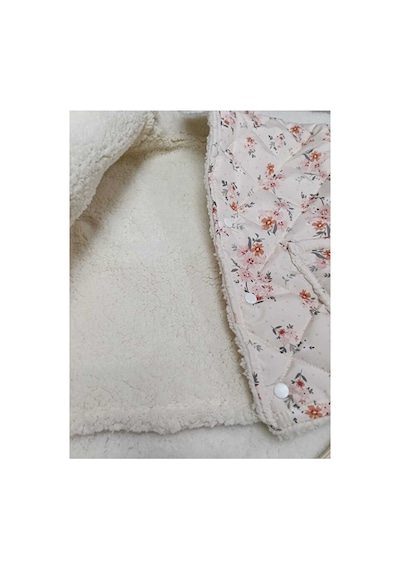 Bubiee Baby Kız Bebek Çiçek Desenli Kapitone Mont Ve Alt Üst Takım 3'lü Kombin Bej