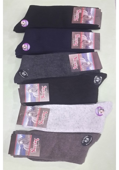 Hasyün Çorap Kuzu Yünü Dikişsiz Burunlu Erkek Çorabı 6 Adet Paket Siyah