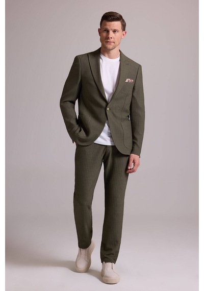 Erkek Yeşil Slim Fit Sivri Yaka Takım Elbise