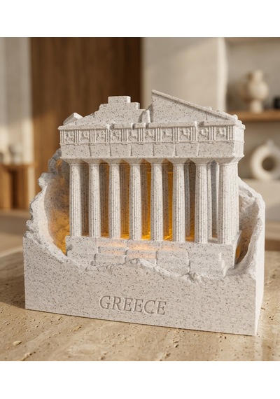Dünya Mirasları Led Işıklı 3d Dekoratif Yapılar Koleksiyonu Yunanistan Parthenon Gri