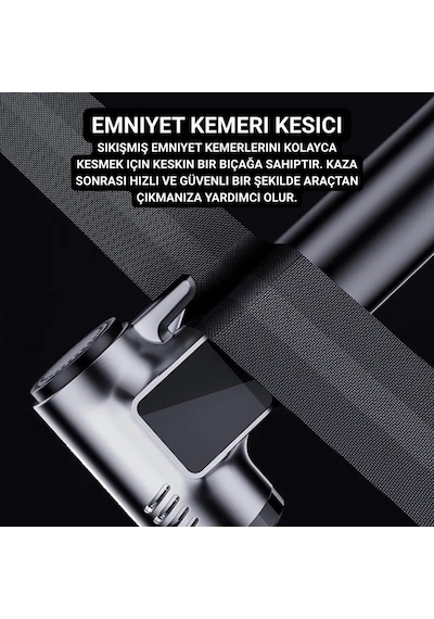 Coofbe 4in1 150psı 4000mah Şarjlı Araç Lastik Şişirme Pompası+emniyet Kemer Kesici+cam Kırıcı+led Işıklı