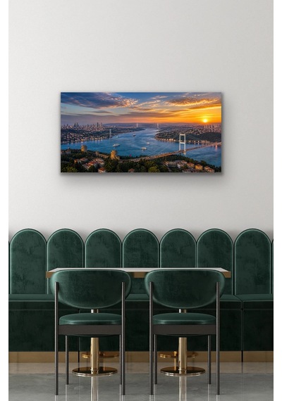 3 Boğaz Manzaralı İstanbul Kanvas Tablo 40x80 Cm Çok Renkli