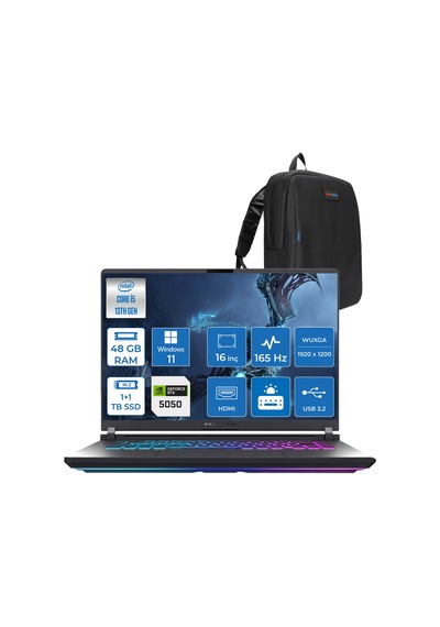 Asus ROG Strix G16 G615JH-RV053P20 i5-13450HX 48 GB 1 TB+1 TB SSD 8 GB RTX5050 16" W11P Dizüstü Bilgisayar + Çanta