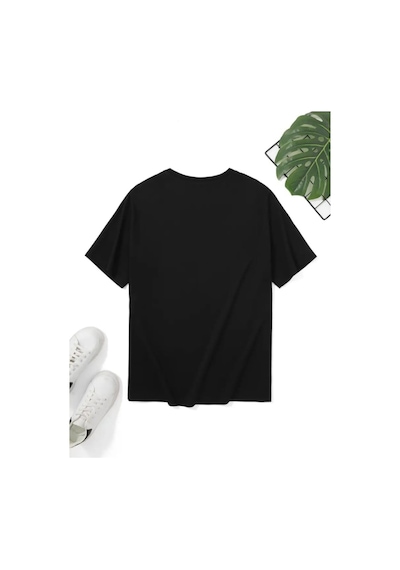 Panda Baskı Tekstil Özel Tasarım Baskılı Oversize Tshirt Siyah