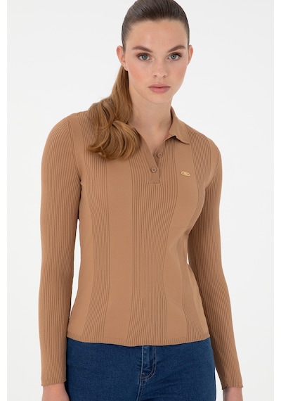 U.S. Polo Assn. Kadın Camel Polo Yaka Kazak 50297087-VR015