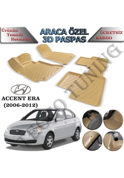 Rizline Hyundai Accent Era 2006-2012 Bej 3D Havuzlu Paspas