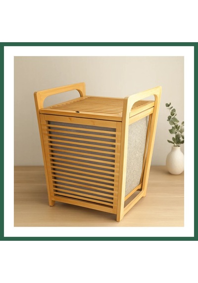 Bezos Bambu Kirli Çamaşır Sepeti 40x35x60 Cm Bzs01 Çok Renkli