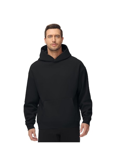 Da Vinci Erkek Siyah Oversize Basic Kapüşonlu Hoodie/sweatshirt 3 Siyah