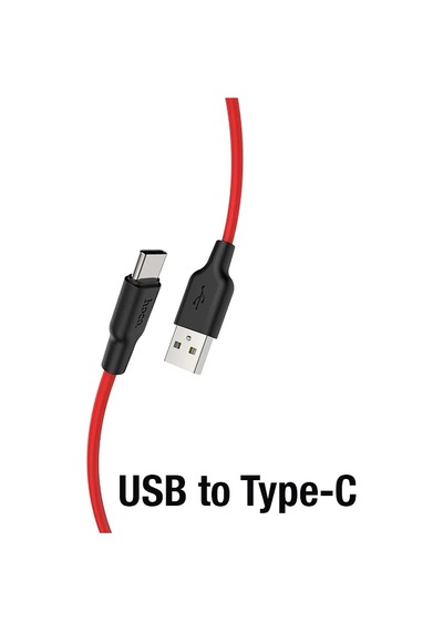 Hoco X21 Plus Usb To Type-c 3a Silikon Hızlı Şarj Ve Data Kablosu- 5775 Siyah-kırmızı