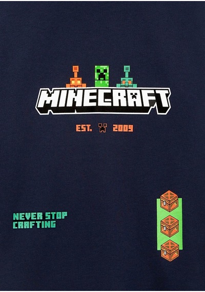Mavi Minecraft Baskılı Koyu Lacivert Erkek Çocuk T-shirt M6610494-84371