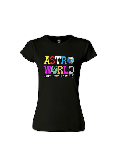 Travis Scott - Astro World Siyah Kadın Tshirt 001