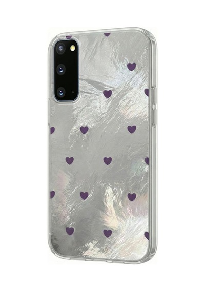 Samsung Galaxy Uyumlu S20 Fe  Kılıf Pink Heart Silikon Kılıf Lila