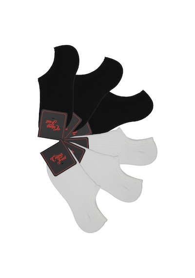 Cf Colour Feet Cf 6'Lı Paket Siyah-Beyaz Düz Çetik Çorap Çok Renkli