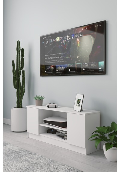 Fonksiyonel Tv Ünitesi Modern Tasarımlı Şık Ve Kullanışlı Televizyon Rafı Ve Depolama Alanı Beyaz Beyaz Fonksiyonel Tv Ünitesi Modern Tasarımlı Şık Ve Kullanışlı Televizyon Rafı Ve Depolama Alanı Beyaz Beyaz
