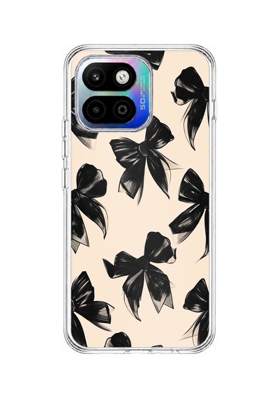 General Mobile Gm 26 One 5g Uyumlu Siyah Fiyonk Kurdele Baskılı Silikon Kılıf