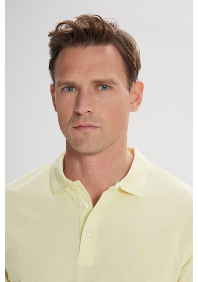 AC&Co / Altınyıldız Classics Erkek Slim Fit Dar Kesim Polo Yaka %100 Pamuk Kısa Kollu Tişört Sarı