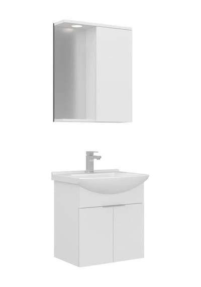 Orka Banyo Dolabı Purus 55 Asma Banyo Dolabı Takımı Spot Aynalı Beyaz