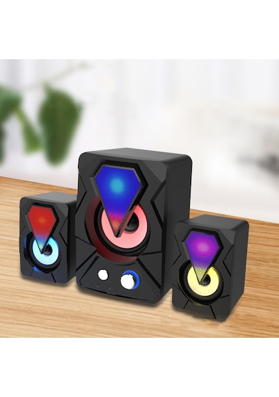E-1306 Telefon Bilgisayar Tablet RGB Stereo Usb Subwoofer Hoparlör