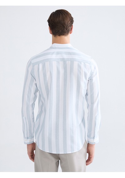 Lcwaıkıkı Classic Mavi Regular Fit Çizgili Armürlü Erkek Gömlek