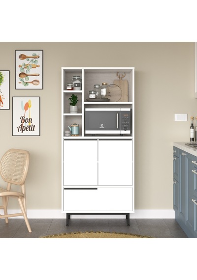 Robin Home Lidya Mutfak Kiler Dolabı Mikrodalga 3 Kapaklı Raflı M