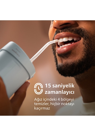 Philips Sonicare Ağız Duşu HX3333/24 - 360° Başlık + Yedek Başlık , 200 Ml, 14 Gün Şarj Süresi , Taşınılabilir