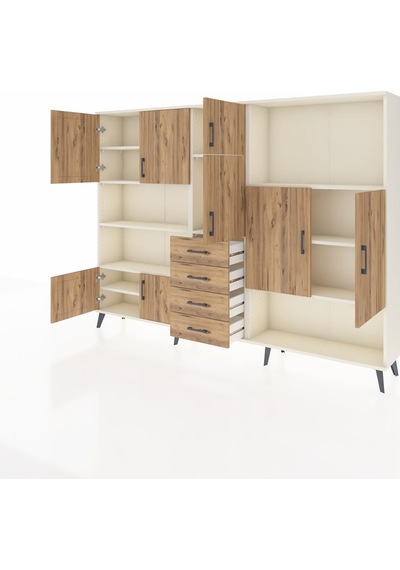 Arges Dolap 10 Raflı 4 Çekmeceli 8 Kapaklı 220x30x163 Aytaşı-çam Aytaşı-çam