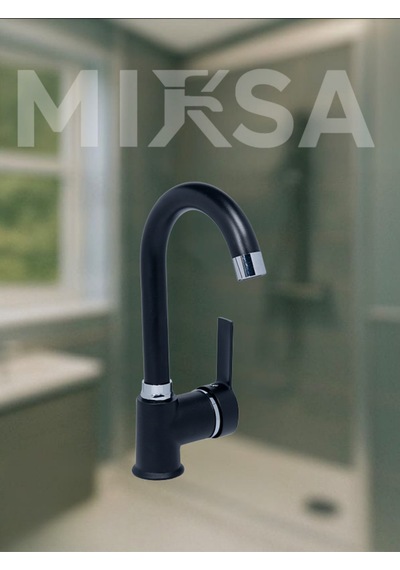 Siyah-krom Armut Baston Borulu Banyo Lavabo Bataryası Çeşmesi Musluğu Çift Su Girişli