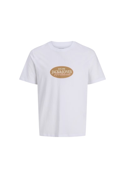 Jack & Jones Erkek Gögüs Logo Baskili Tisört - Catskills - 12297891 Beyaz