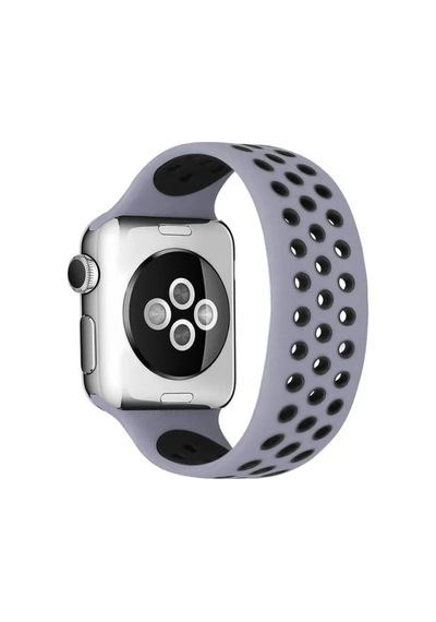 Jenerik Apple Watch 38mm Ayarlı Delikli Silikon Kordon - Gri-siyah