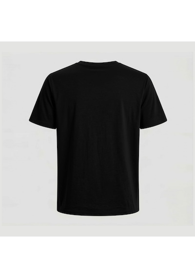 Jack & Jones Erkek Nakis Detayli Relaxed Fit Bisiklet Yaka Tisört - Lines - 12309153 Siyah