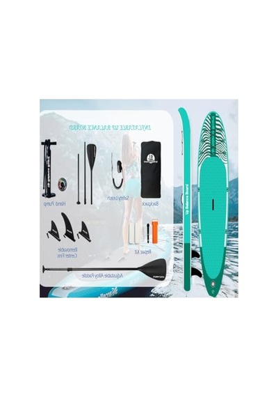 Şişme Sup Board 335x84x15 Cm, Koyu Yeşil Renk Seçeneği İle Su Sporları İçin
