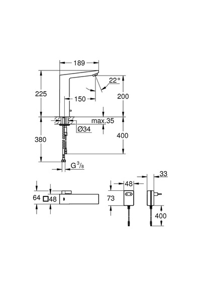 Grohe Fotoselli Lavabo Bataryası Elektrikli Çift Su Giriş 36440000
