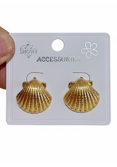 Altın Kaplama Deniz Kabuğu Küpe - Vintage İstiridye Modeli Şık Gold Küpe