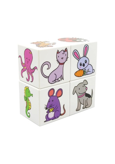 Küpss Ece'nin Mini Hayvanat Bahçesi, 24 Sevimli Hayvan Figürü - 1 Yaş Oyuncak - Bebek Oyuncakları - 4 Manyetik Küp/blok