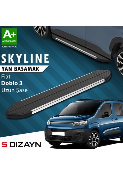 S-dizayn Fiat Doblo 3 Uzun Şase Skyline Krom Yan Basamak 213 Cm 2023 Üzeri A+ Kalite