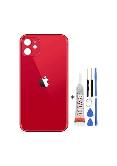 Apple Uyumlu iPhone , , 12 Arka Cam Kapağı + Yapıştırıcı + Tamir Set - Kırmızı Kırmızı