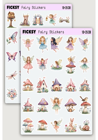 Sevimli Peri Sticker Seti - 50 Adet Etiket Çıkartma Diğer