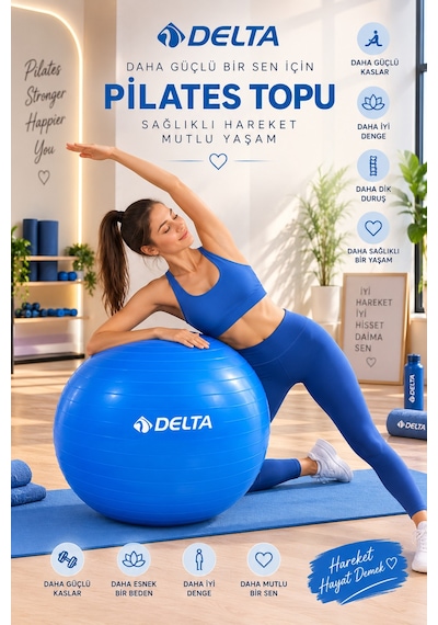 Kutulu 65 Cm Pilates Topu Şişirme Pompası Seti Egzersiz Topu 65cm Plates Seti