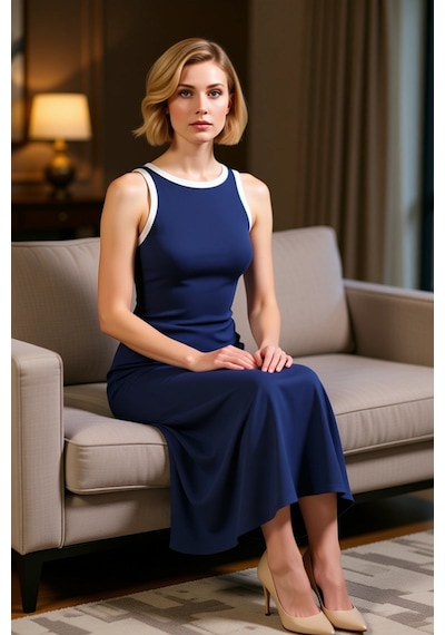 Benerly Kadın Halter Yaka Kolsuz Bodycon Kalıp Ribana Maxi Elbise Fonksiy Lacivert